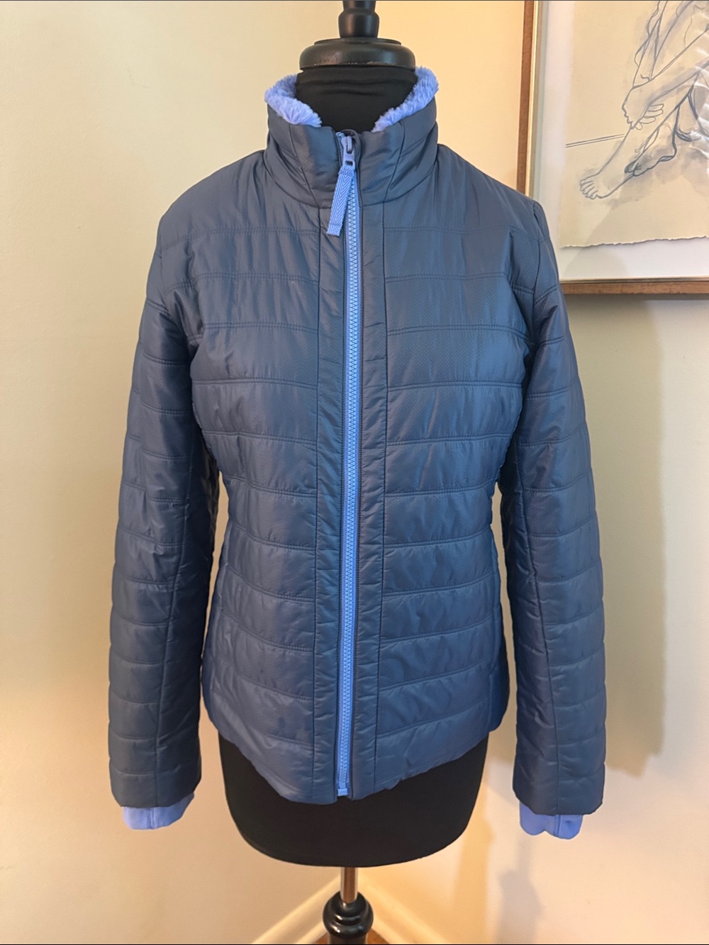 Athleta EXCELLENT CONDITION Girls Blue Warm+Fuzzy Jacket-Size 14